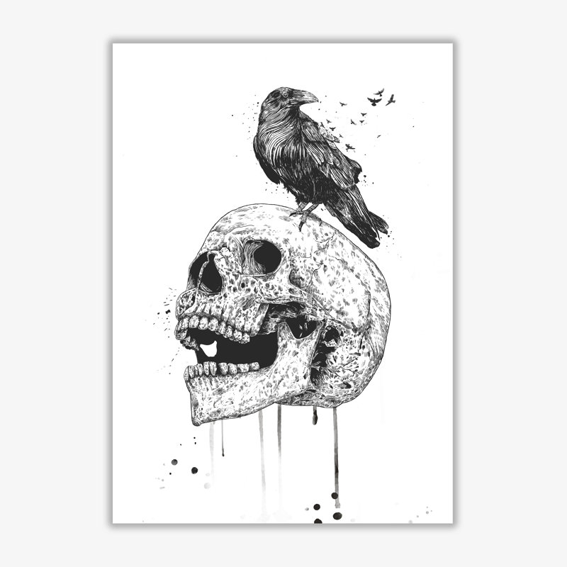 Skull & Raven by Mercedes Lopes Charro - Print, 42 cm H x 29.7 cm W x 1 cm D, No Frame
