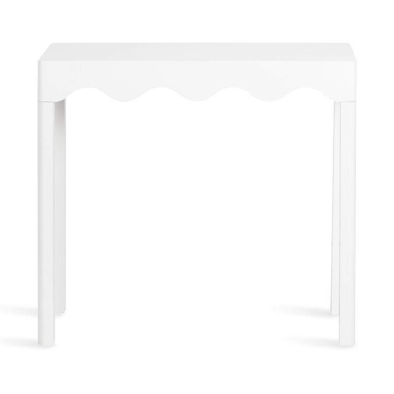Maida Rectangle Wooden Curvy Console Table, White