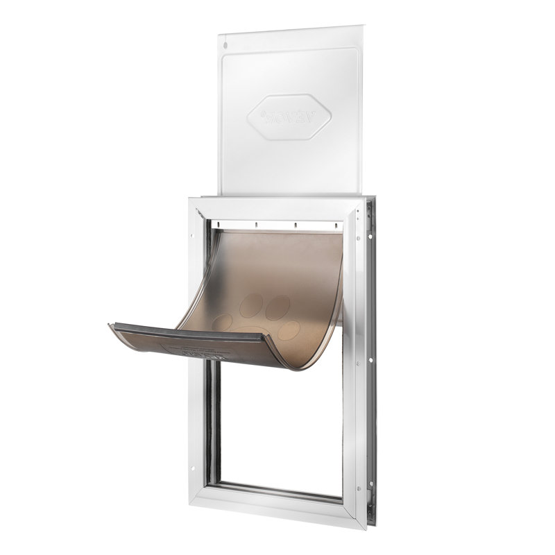 Medium White Aluminum Alloy Pet Door with Lock and Magnetic Flap