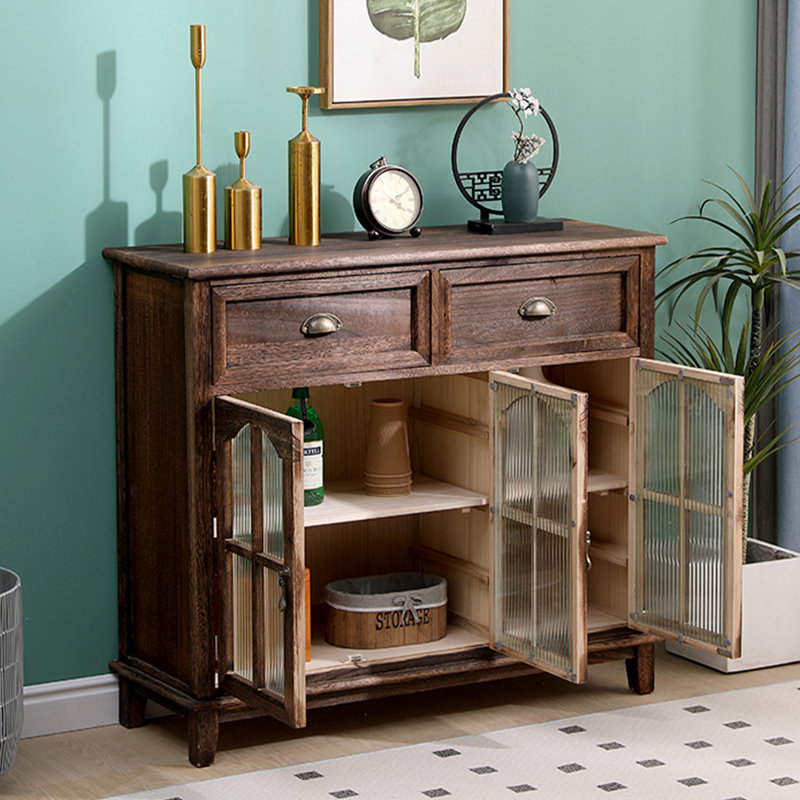 Console rectangulaire en bois massif noyer foncé, Dark Walnut
