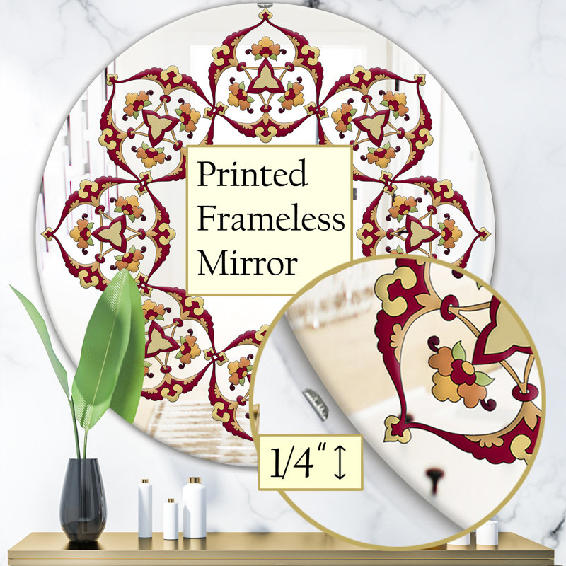 Miroir d'appoint bohème et éclectique, H 23,6 po x l 23,6 po