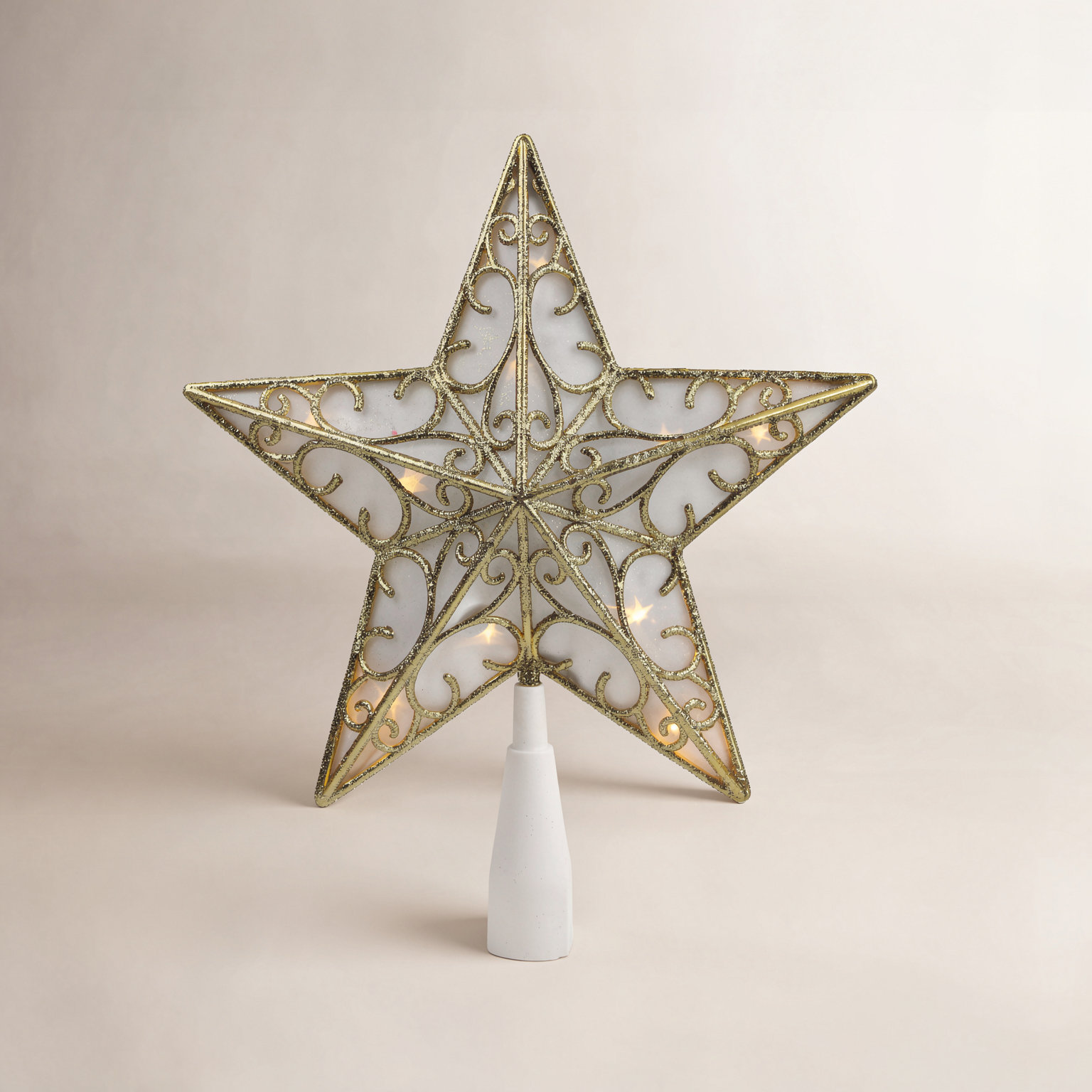 9" Pre-Lit Tree Topper, Gold