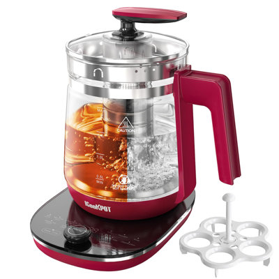 Bouilloire électrique de 1,5 L en verre borosilicaté à contrôle de température avec arrêt automatique de 1 200 W pour café et thé