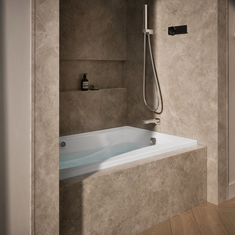 Mariposa 60" x 36" Air Acrylic Bathtub, Blanc, Droite