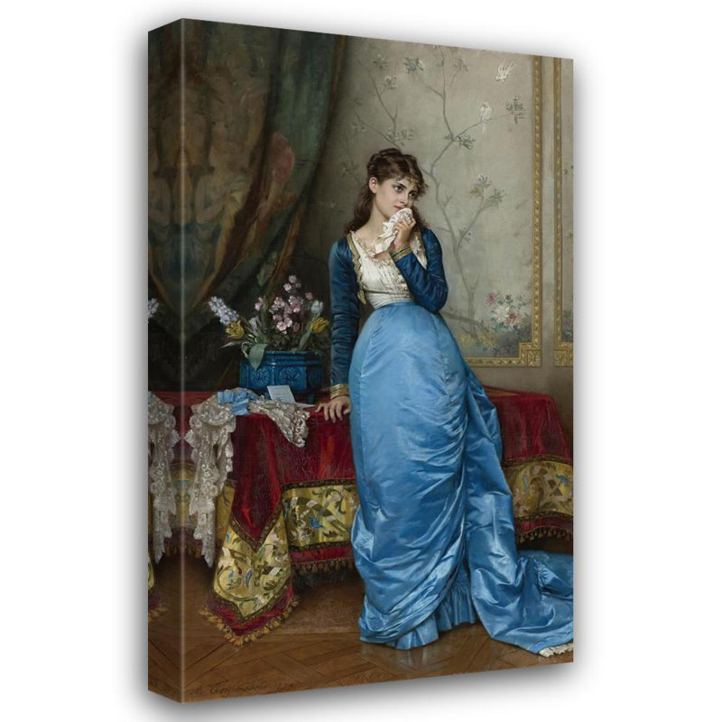 "La lettre" par Auguste Toulmouche - Toile tendue avec châssis, H 24 po x l 17 po