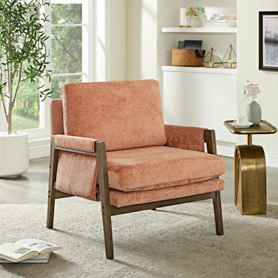 Blerton Mid-Century Modern Velvet Accent Chair,Leisure Chair with Solid Wood and Thick Seat Cushion for Living Room, Bedroom, Studio by George Oliver