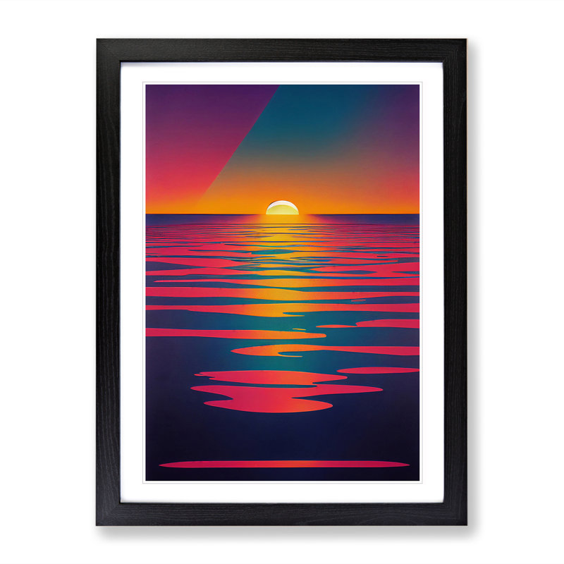 XV1022-607X An Extravagant Abstract Ocean Sunset 1 Piece Single Picture Frame Wall Art, 34cm H x 25cm W, Black