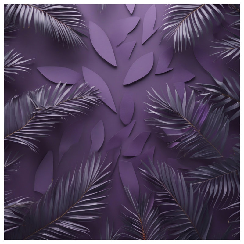 Housses de couette mauves à feuilles de palmier, Lit simple