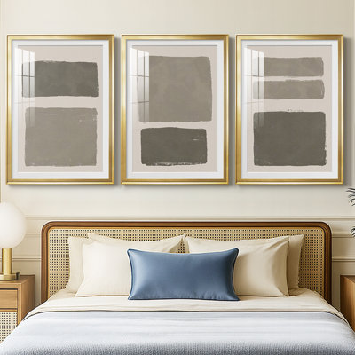 Neutral Color Block I - Impression encadrée sur mesure de qualité supérieure mate - 3 pièces