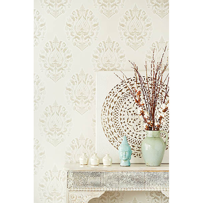 Papier peint à panneau damassé 33 pi x 20,5 po Griego, Gris clair