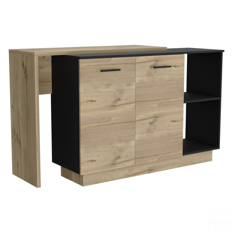 Kitchen Island, Black/Natural