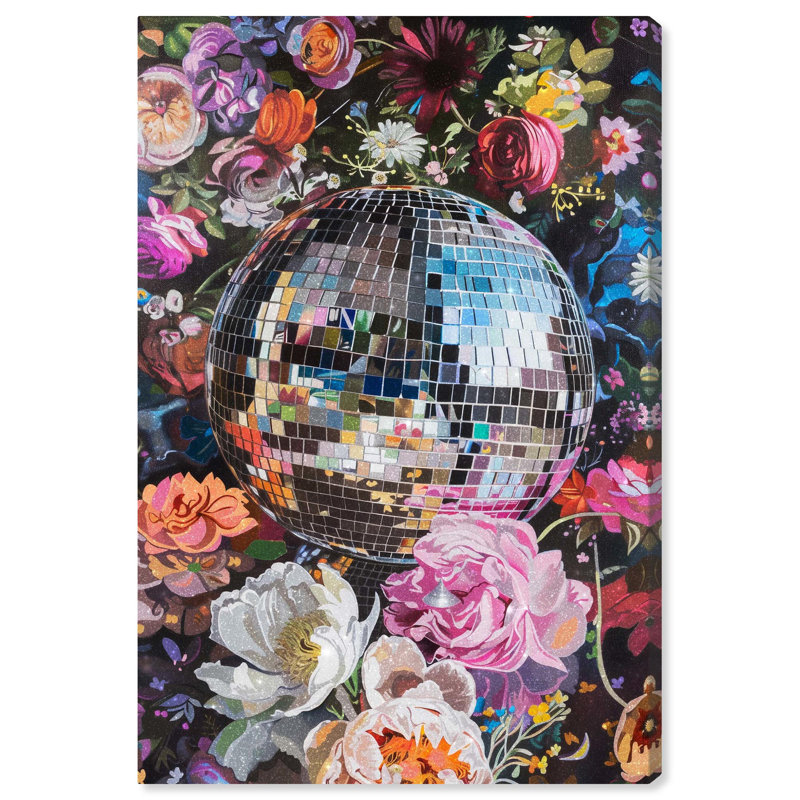 Art floral sur toile rose disco floral par Art Remedy, Toile tendue, H 24 po x l 16 po