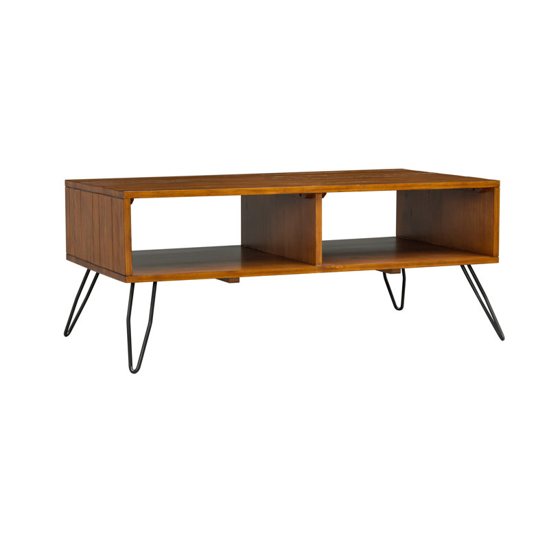 42"L x 23"W Solid Wood Coffee Table - Brown Black - 1 Piece Set