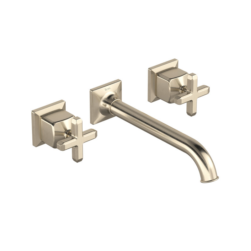 Apothecary Wall Mount Lavatory Faucet Trim, Satin Nickel, Cross