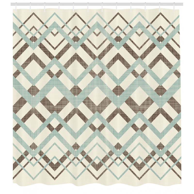 Chevron Shower Curtain with Hooks Included, 70" H x 69" W