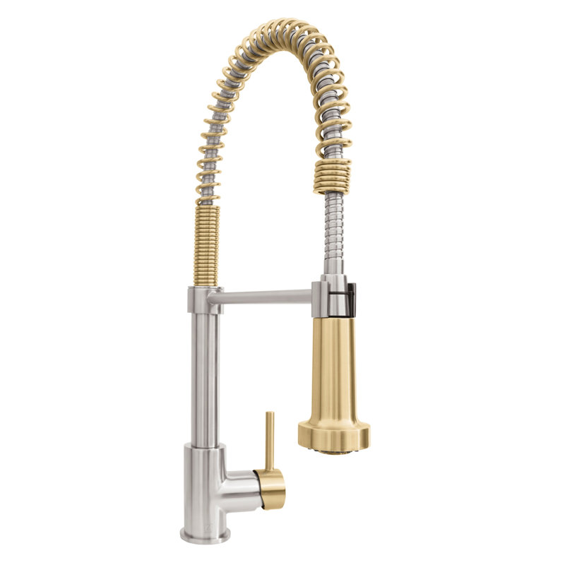 Robinet de cuisine à poignée simple ZLINE Autograph Apollo, Nickel brossé; bronze champagne