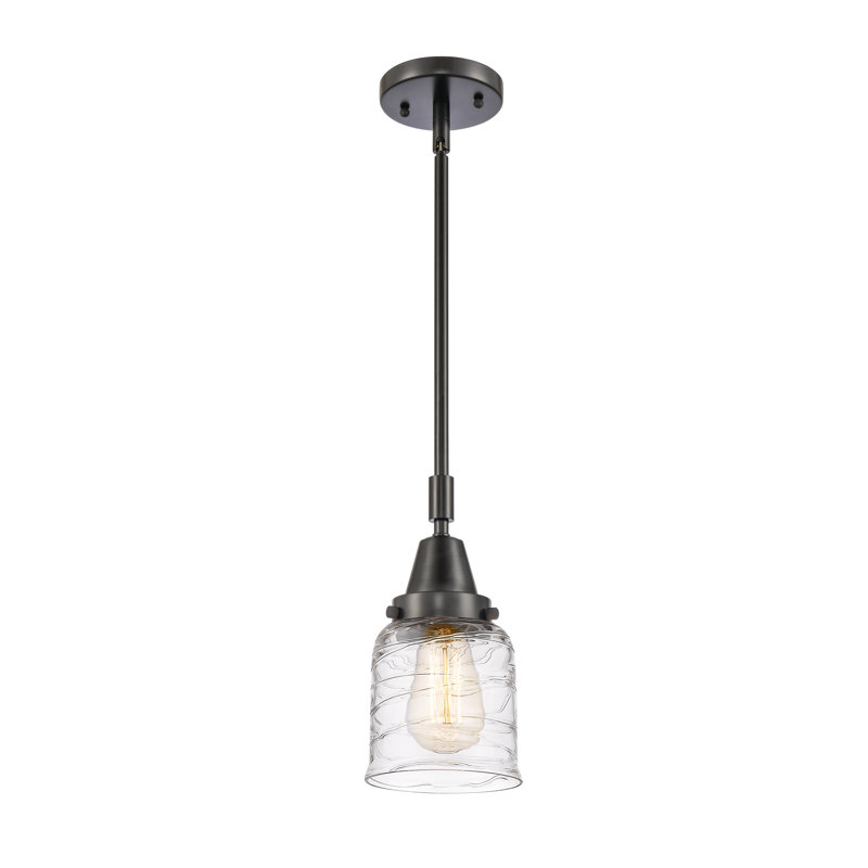Luminaire suspendu en forme de cloche à 1 lumière Acrion, H 44,12 po x l 5 po x P 5 po, Ampoule non incluse, Noir mat