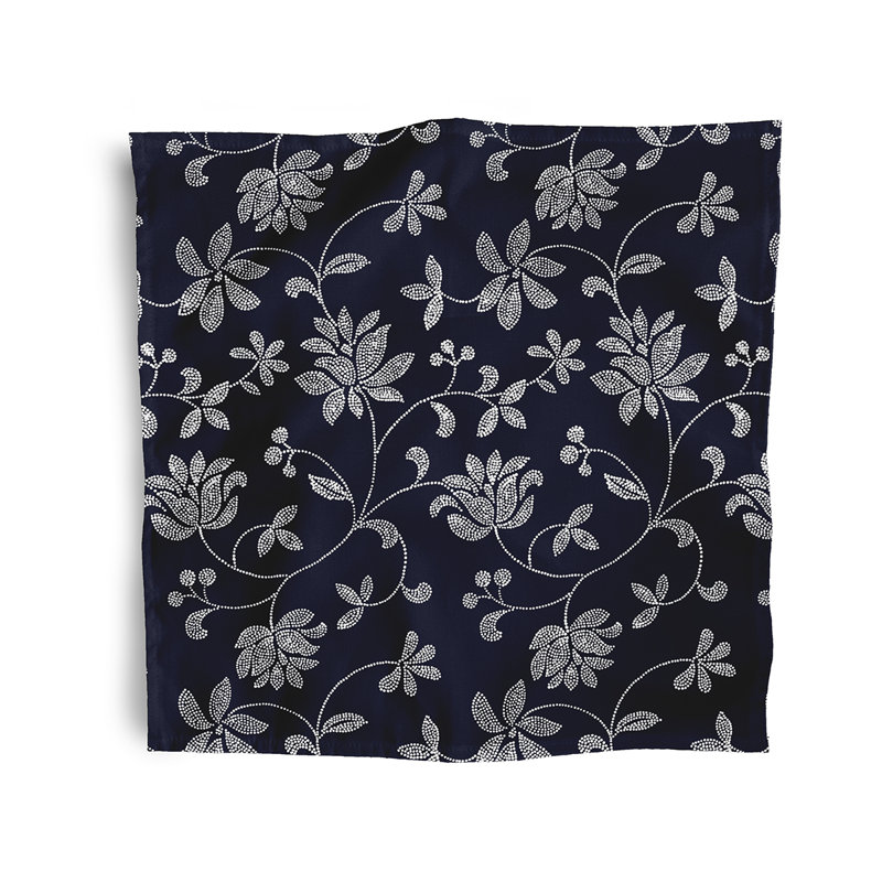 Aspacio Polyester Floral Square Napkin, Navy Blue