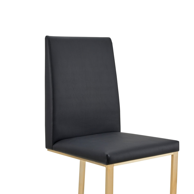 Cid Anki 19 Inch Dining Chair, Faux Leather, Brass Steel Finish