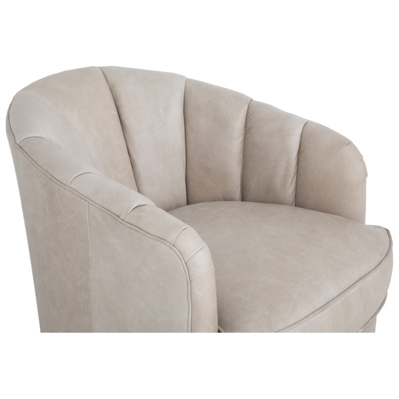 Tipsy Barrel Chair, Pottery Genuine Leather, Bright Brass