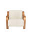 Fauteuil d'appoint Curva Luxe Boucle avec revêtement bleu marine et accoudoirs en bois naturel, fauteuil Mid-Century-1973579590-1979430108