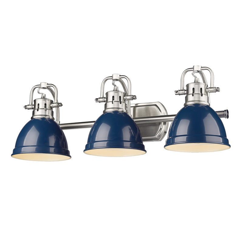 Drakeford Vanity Light, Pewter, Navy Blue, 3 Lights