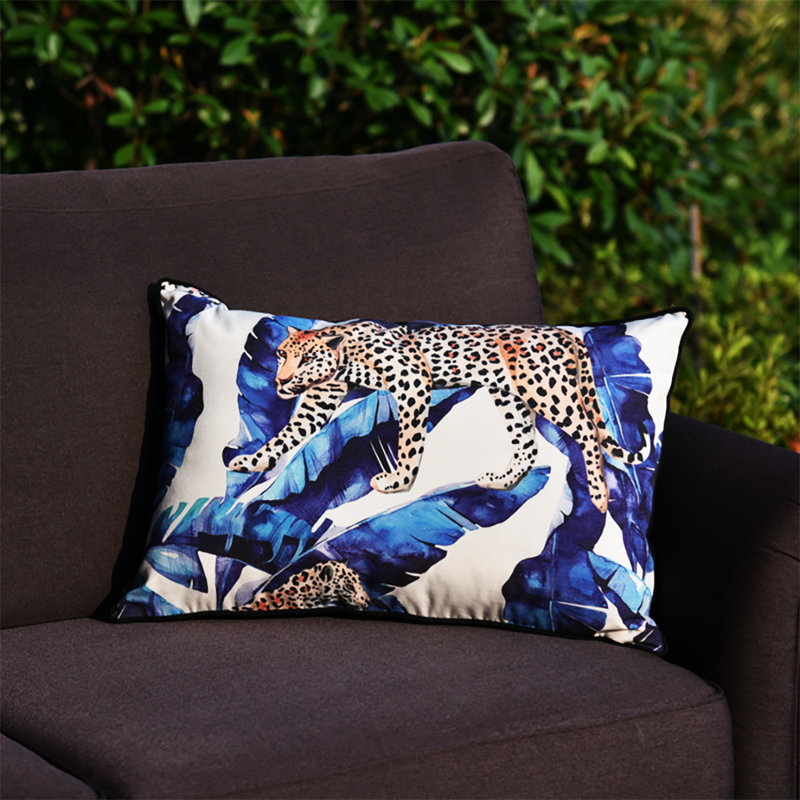 Housse de coussin lombaire patinée Royal Bengal, Bleu, 12 po x 20 po, Rectangulaire