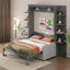 Grand lit escamotable mural avec canapé et tablettes pour la chambre à coucher-484593086