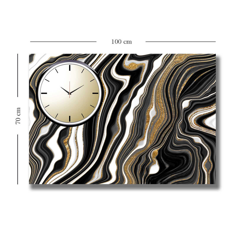 Horloge murale élégante en toile 27,6 po x 39,4 po | Toile 100% suède avec cadre 100% bois (épaisseur: 1,1 pouce) | Parfait pour la décoration intérieure, garde-temps élégant pour le salon et le bureau, design unique