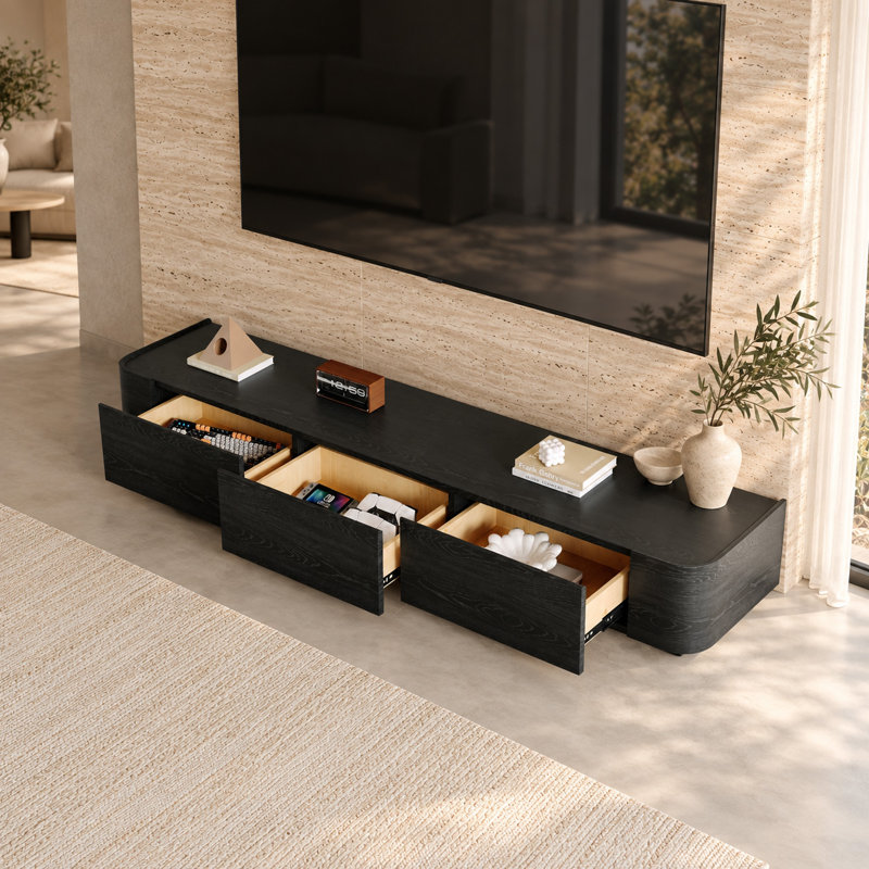 Meuble télé Ayira, 11.4" H x 71" L x 15.7" W, Blanc