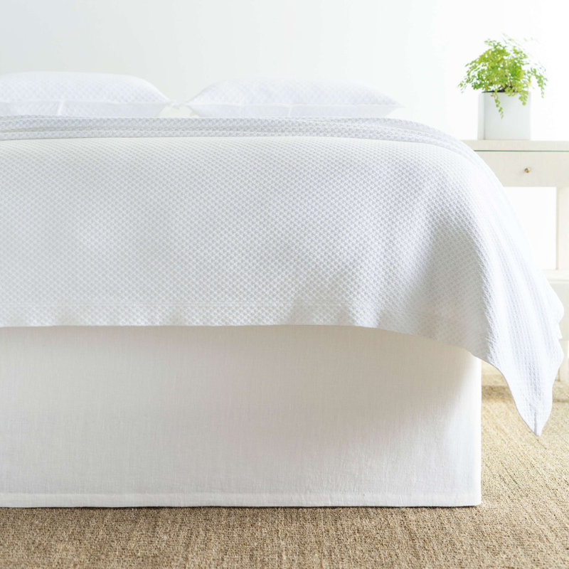 Stone Washed Linen Bed Skirt, Twin, White