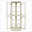 Armoire vitrée éclairée avec cadre en bois blanc antique, tablettes réglables, ampoule incluse | Shabby Chic | Salon-2066337376