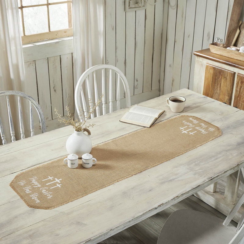 Celebrate Grace Jute Burlap Happy Easter Runner, 48" Rectangle