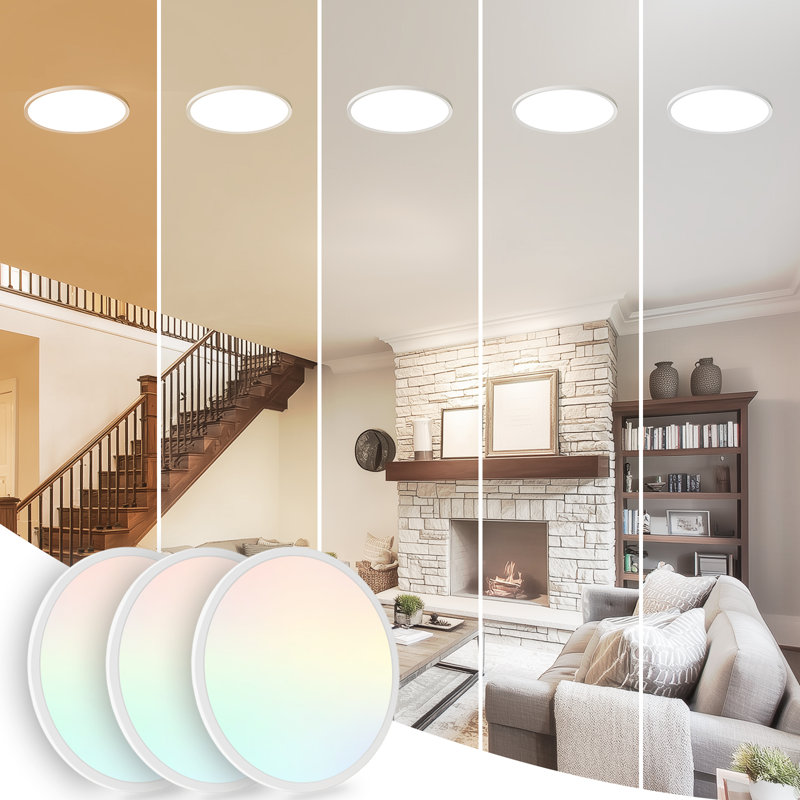 3 Pack 1600LM Ultra-Thin LED Ceiling Light, 5CCT Selectable, 15W, Dimmable, 7 Inch, Flush Mount Fixture for Hallway Closet Bathroom Entryway Laundry Room