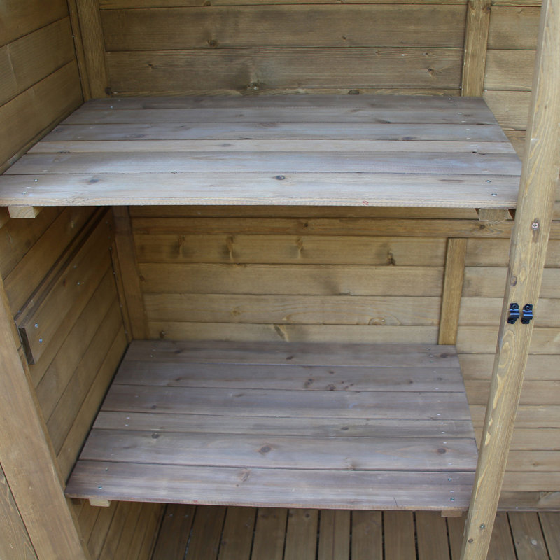 Natural Fir Wood Outdoor Storage Cabinet with Shelves and Lockable Doors