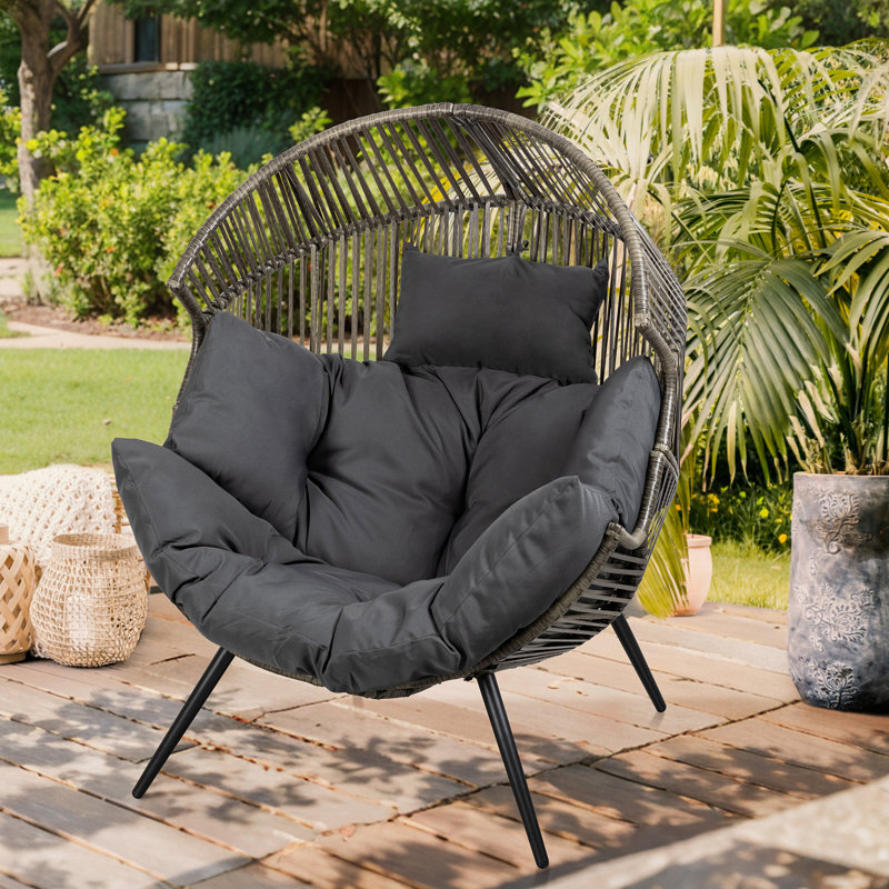 Fauteuil à œufs avec coussin Casi, Gris / Gris foncé