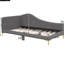 Lit de jour simple avec tête de lit et accoudoirs en lin gris - Structure confortable, polyvalente-1507394032-1507394046