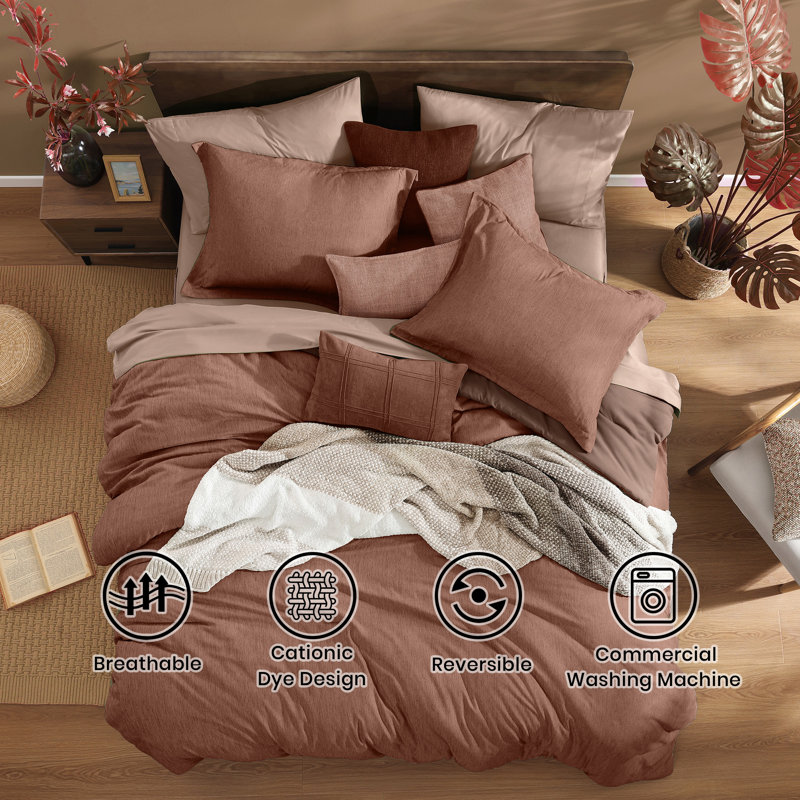 Cationic Comforter Set 7PC, Autumn Leaf, Full Comforter + 6 Additional Pieces
