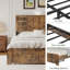 Structure de lit double avec tiroirs de rangement et ports USB