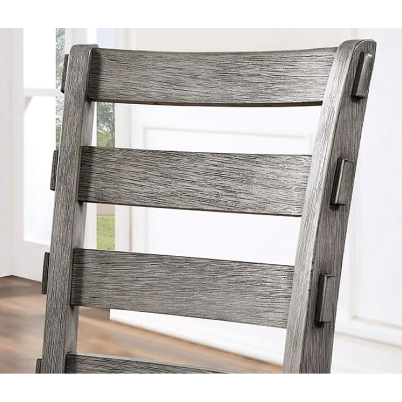 Chaises de salle à manger à dossier 2 pièces en gris, siège rembourré, chaises rembourrées en tissu gris, dossier rembourré, classique