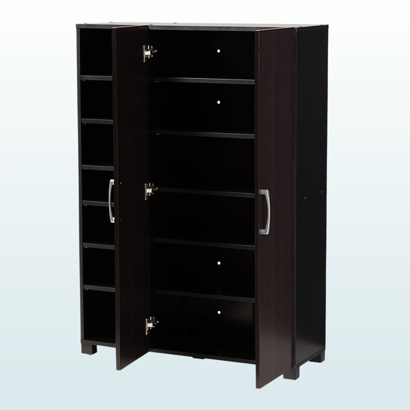 Castleford 13-Shelves Black & Brown Two-Tone Shoe Storage Cabinet, 48.95" H X 34.41" W X 12.45" D