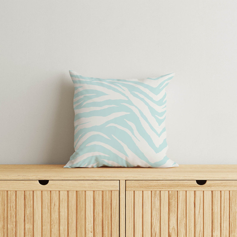 Coussin Zebra, H 18 po x l 18 po, Bleu clair / bleu