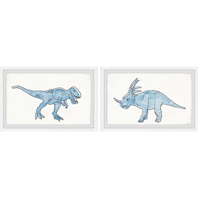 Reproduction encadrée de dinosaures musclés de Suisse 2 pièces, H 16 po x l 24 po x P 1,5 po