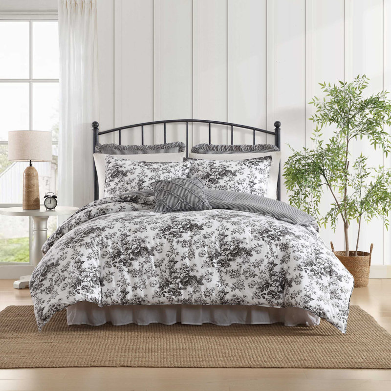 Ensemble d'édredon réversible en coton Laura Ashley, Édredon simple + 4 pièces supplémentaires, Vert