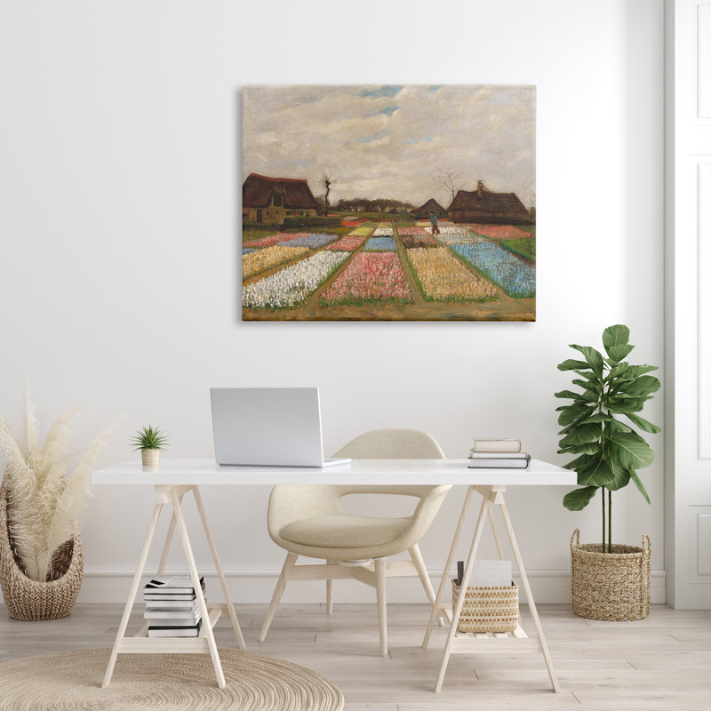 «Bulb Fields in Holland» par One1000paintings - peinture à cadre flottant sur toile, H 36 po x l 48 po x P 1,5 po