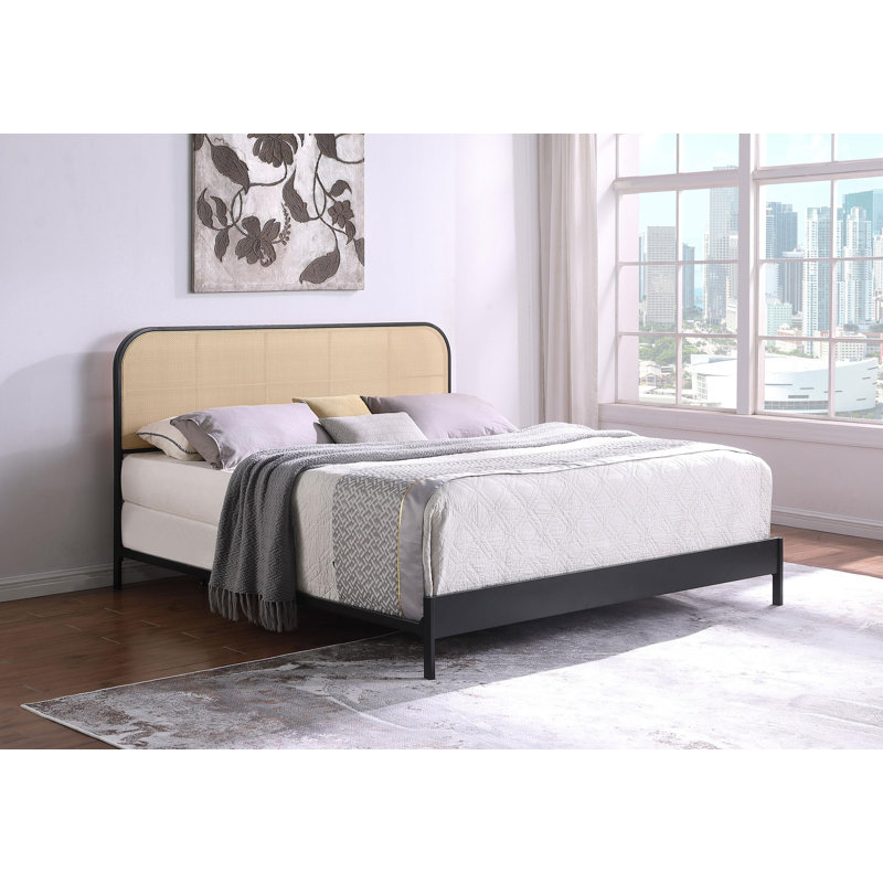 Avyan Radio Weave Metal Bed, King, Black