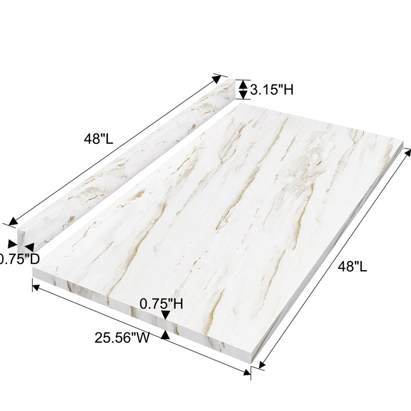 Comptoir stratifié 48 po x l 26,11 po x H 0,73 po - pour la cuisine, le bureau, la laveuse sécheuse (marbre drama 48 po x 26,11 po x 0,73 po), table de cuisine