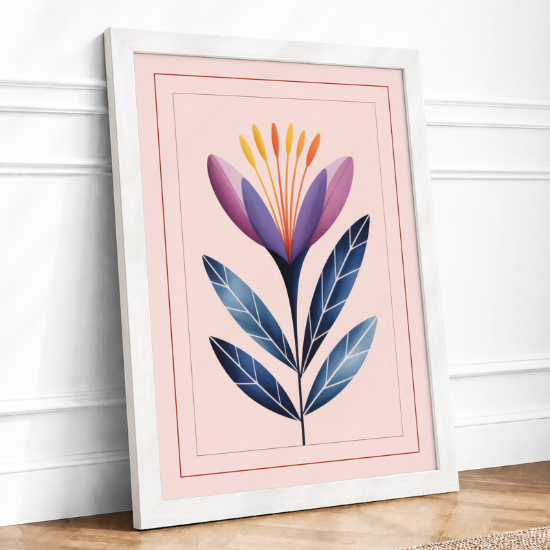 Symmetrical Bloom Botanical - Framed Print, A2 - 59.4 x 42.0 cm, White