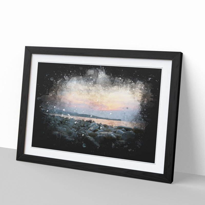 A Pebble Beach Paint Splash - Picture Frame Graphic Art, 36cm H x 48cm W x 2cm D, Black