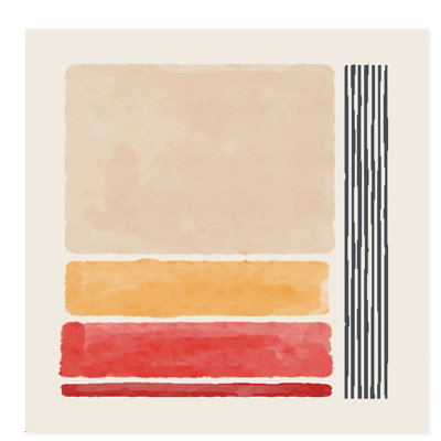 Abstrait palette de couleurs rouge, reproduction d'art moderne sans cadre Mid-Century
